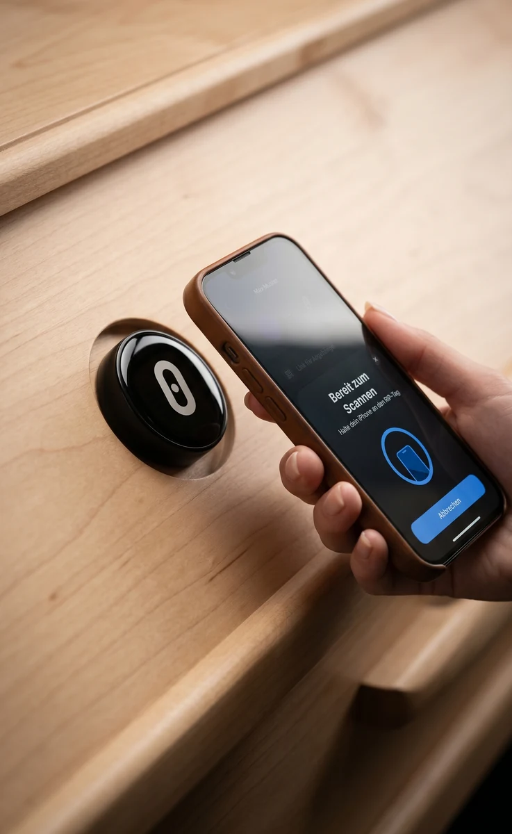 NFC-Tag im Holzkorpus